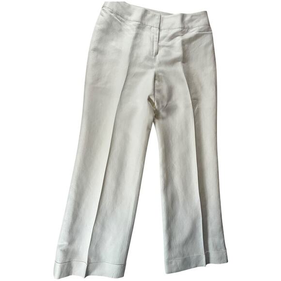 ANN TAYLOR LOFT White Cleane Wide Leg Pants Linen Blend Size 10 Petites Luxury - Picture 3 of 12
